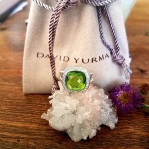 David Yurman Sterling Silver, 11mm Peridot ring